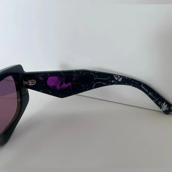 Prada Geometric Black Frame Violet Lens Women’s Sunglasses - Picture 4 of 8